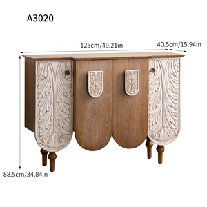 Mueble <span class=keywords><strong>de</strong></span> <span class=keywords><strong>Entrada</strong></span> <span class=keywords><strong>de</strong></span> Madera Maciza Tallada Estilo Francés, Aparador <span class=keywords><strong>de</strong></span> <span class=keywords><strong>Entrada</strong></span> para Villa u Hotel, Mueble Auxiliar Vintage con Acabado Desgastado para Sala <span class=keywords><strong>de</strong></span> Estar - Product Image 6