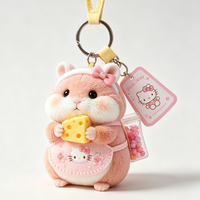 Porte-clés en peluche hamster mignon, poupée en peluche de dessin animé en forme de fromage, pendentif de sac personnalisé, cadeau