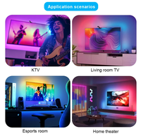Caméra intelligente IA, synchronisation musicale, bande lumineuse LED RGBIC pour téléviseur, alimentation USB, contrôle par application, pour home cinéma, salle de jeux, ambiance, bande lumineuse