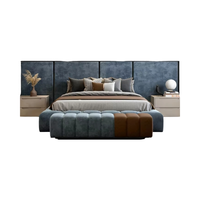 Ensemble de meubles de chambre à coucher d'hôtel 5 étoiles modernes, simple, lits jumeaux, Queen et King, style panneau de bois pour appartement et salon