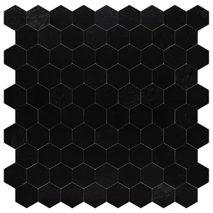 2023佛山工厂新设计手工方形哑光黑色马赛克瓷砖高级六角马赛克