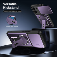 Coque de téléphone magnétique tendance 5 couleurs, support réglable horizontal/vertical avec cache-objectif coulissant pour Redmi A7/Note 15/Note 15 Pro/15C