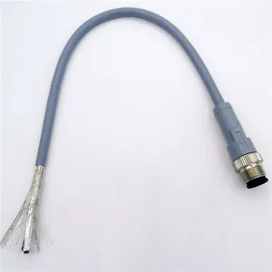 Connecteur de câble étanche e27 droit mâle, Code A, 5 broches, europe du câble M12, avec veste en PVC gris de 1M