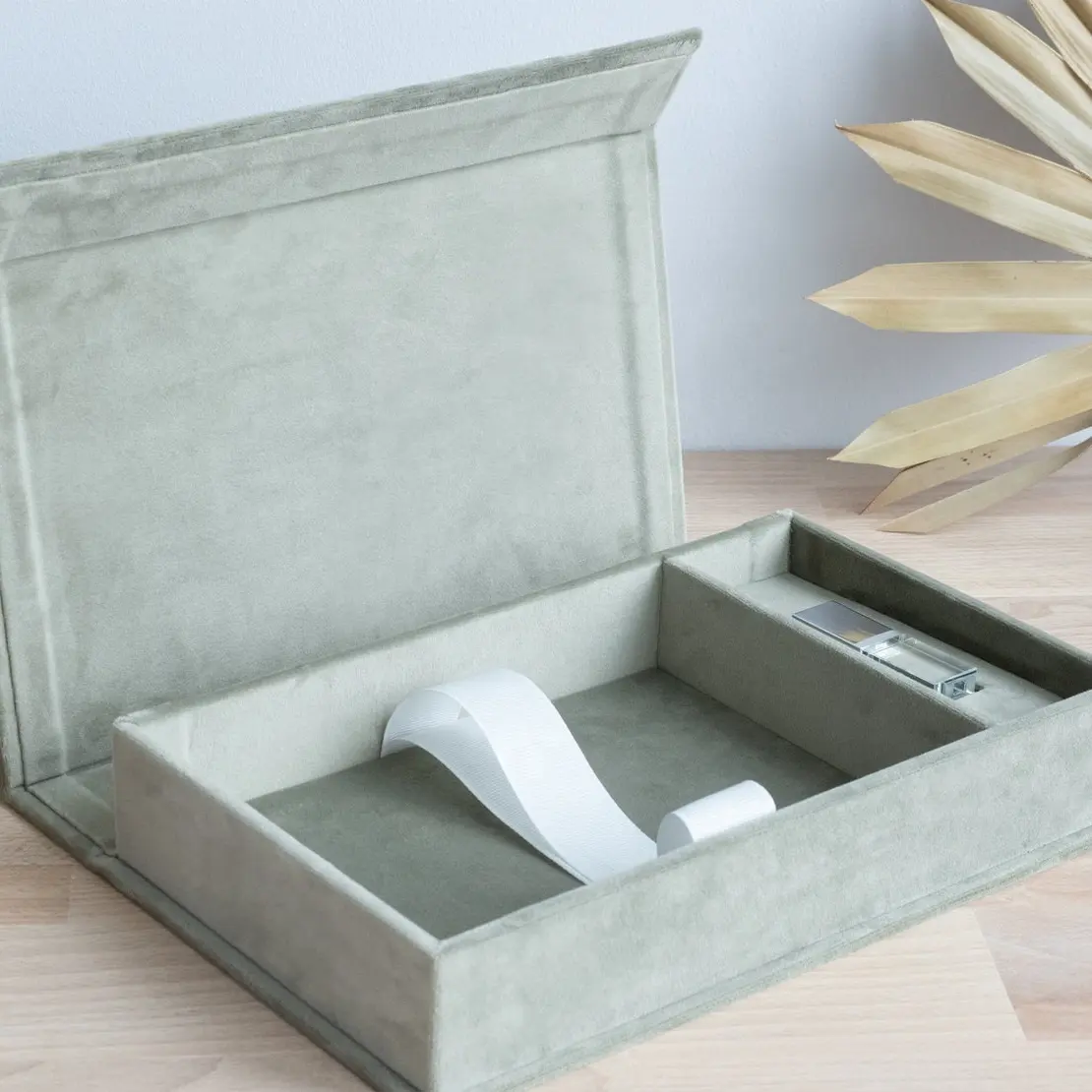 Boîte-cadeau photo USB en velours personnalisée pour cristal USB et stockage de photos Boîtes-cadeau de luxe en velours pour photos USB de mariage