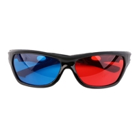 2 adet evrensel plastik kırmızı mavi 3D gözlük siyah çerçeve 3D Visoin cam boyutlu Anaglyph film oyunu DVD Video için