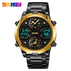 Skmei Digital Watch Men Stainless Steel Band 3Bar Water Resistant Multi Function Dual Time Display Luminous Hands - Product Image 1