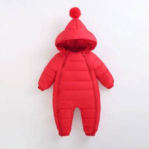 Combinaison bébé à capuche de style nouveau avec fermeture éclair bidirectionnelle, en coton épais et chaud, combinaison bébé, sous-vêtements thermiques pour nouveau-né - Product Image 2