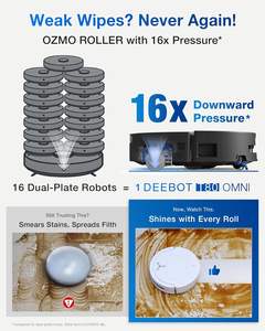 Aspirateur robot et serpillière ECOVACS DEEBOT T80 Omni, aspiration de 18 000 Pa, serpillière à rouleaux OZMO avec TruEdge, brosse anti-emmêlement, navigation IA - Product Image 3