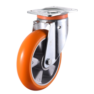 VIMA <span class=keywords><strong>Industrial</strong></span> Großhandels preis 4 Zoll Orange PU und Aluminium Fixed European Heavy Duty <span class=keywords><strong>Caster</strong></span> ohne Bremse für Trolley - Product Image 4