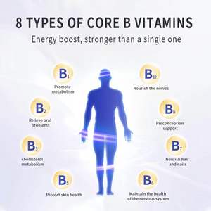 Compresse di Vitamina B Multipla di Alta Qualità OEM per Adulti, Certificato GMP, Supporto Immunitario, Grado Alimentare, Etichetta Privata, Vendita all'Ingrosso - Product Image 3