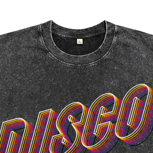 High Quality Acid Wash Garment Dye Men's Oem Service <b>T</b>-<b>Shirts</b> Custom <b>DISCO</b> Print Casual Breathable Cotton Short Sleeve Tees - Product Image 3