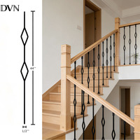 DVN Designs Modernes Balustres d'escalier en fer forgé, ornements intérieurs en forme de losange, balustres et rampes en métal noir pour intérieur