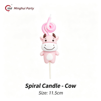 Minghui Party Spiralförmige Geburtstagskerze 11,5cm Niedliche Tierkreiszeichen Tortendekoration Kerze für Kindergeburtstag Partydekoration
