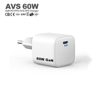 Pengisi Daya AVS DPS 60W Original untuk iPhone 18 Pro Max dan Pengisian Cepat PD PPS untuk Samsung S26 Ultra Gan 65w Charger Usb c