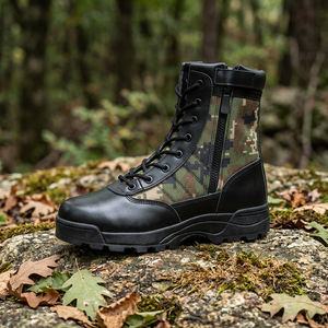 SF12 703 Camouflage High Top Waterproof Leather Tactical <b>Boots</b> <b>Zipper</b> Lace Up All Seasons Men Outdoor Shoes - Product Image 1