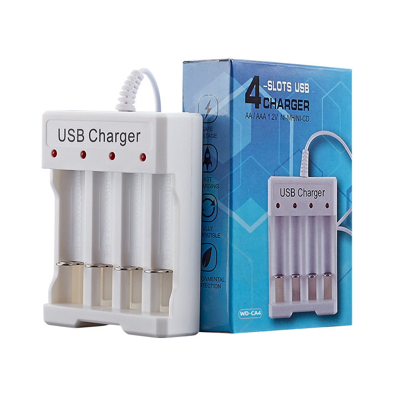 Chargeur de batterie AAA AA 4 baies ni-cd 1.2V Nimh chargeur de batterie 1.2V AA AAA chargeur de batterie avec boîte