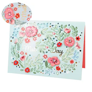 Бумажное ремесло ручной работы Золотая фольга спасибо Цветок День матери поздравительная открытка