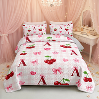 Ensemble de couvre-lit à motif de papillons rose pastel mignon, couvre-lit doux pour chambre de filles, ensemble de couvre-lit 3 pièces