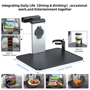 Mesa Plegable para Asiento Trasero de Coche, Superficie de Escritorio Ajustable, Portavasos, Soporte para <span class=keywords><strong>Teléfono</strong></span>, Porta Laptop, iPad, para Trabajar, Comer, Viajes por Carretera - Product Image 4