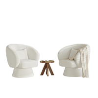 Moderne 360 °   Fauteuil pivotant d'appoint gris foncé, design tonneau, tissu Teddy, coussin lombaire supplémentaire, chaise en bois élégante pour salon