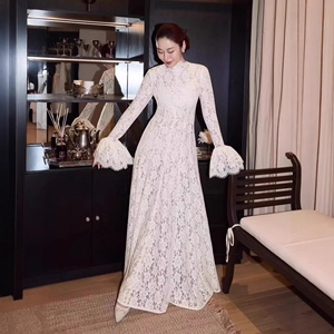 chiffon dress with lace jacket Gray Lace Chiffon Mother of Bride Dress with Jacket – HER SHOP main image 0
