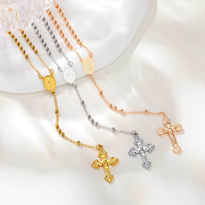 Collar de cuentas de moda chapado en oro PVD de 14K y 18K, de acero inoxidable 316L personalizado, joyería fina, collares, rosario de fe para mujer - Product Image 3