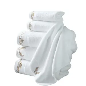 customized 180X80cm Superdry wholesale cheap 100% Cotton White Hotel Luxury Towels Sets for face hand floor and bath on sale