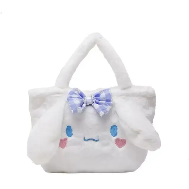Venta al por mayor lindo Sanrio Kuromi suave felpa bolso niñas regalos estilo japonés felpa bolso Sanrio felpa bolso de mano