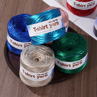 Fil à tricoter plat en polyester métallisé 200g pour sacs, paniers, tapis, artisanat DIY et décoration intérieure