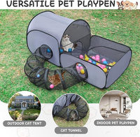Parc pour chat extérieur/intérieur avec côtés souples respirants et tunnel périphérique