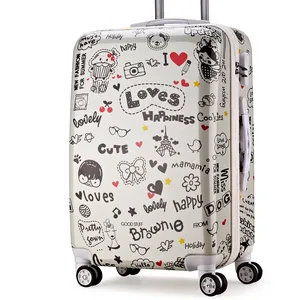 2024 niños personalizados Anime impresión completa viaje plástico Rolling Trolley bolsas equipaje, ligero barato PC maleta para niños