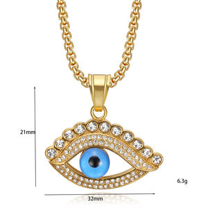 316 acier inoxydable oeil <span class=keywords><strong>d</strong></span>'<span class=keywords><strong>ange</strong></span> pendentif collier mode plaqué or Talisman Zircon religieux bijoux accessoire pour hommes fêtes - Product Image 6