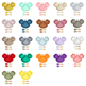 Plato de Silicona Personalizado para Bebés con Logotipo, Plato para Cena 100% de Grado Alimenticio, Color Liso, Plato con Diseño de Cangrejo y Juego de Cubiertos - Product Image 6