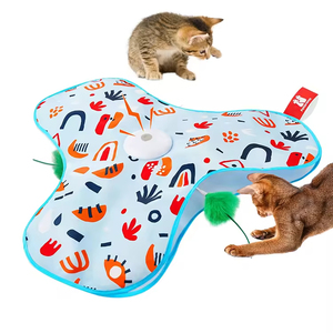 Jouets interactifs pour chats en plastique rechargeables, jouet pour chatons à faire cachette, jouet à plumes mobiles activé par le toucher, design de jouet à plumes cachées - Product Image 2