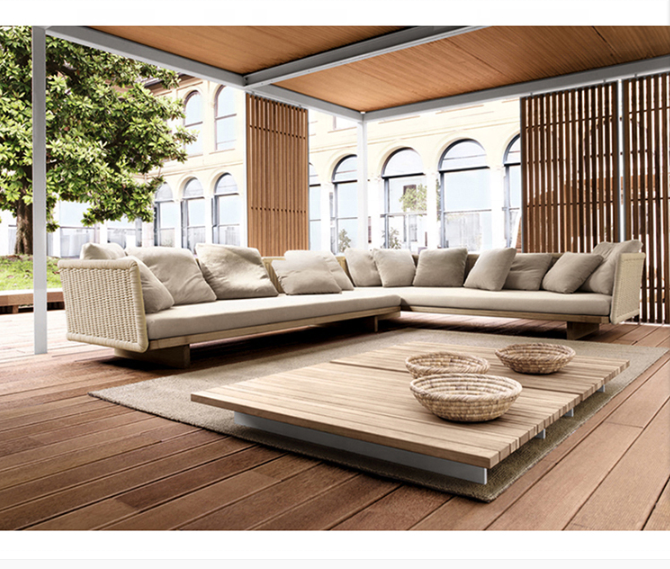 Nordic simple high-grade  courtyard balcony outdoor villa hotel rope outdoor sofa set