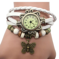 Montre-bracelet transfrontalière personnalisée pour le commerce extérieur, style rétro, mode, en cuir, à remontage manuel, avec bracelet et fermoir papillon