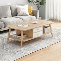Table basse nordique en bois massif, style japonais, avec tiroir, meuble long