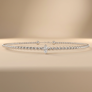 กำไลข้อมือแบบเกลียวประดับเพชรทรงมาร์ควิส – จี้รูปทรงนาเวตต์ เพชร DEF CVD Lab Diamond ทองคำ 10K 14K 18K โรสโกลด์ กำไลข้อมือแบบทอร์ค - Product Image 1