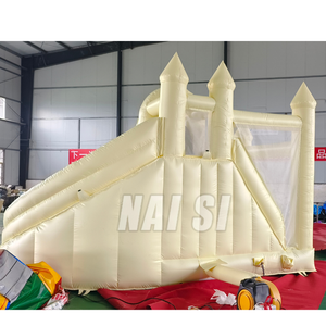 Château gonflable commercial jaune avec piscine à balles et toboggan pour fêtes d'anniversaire et événements de mariage - Product Image 6