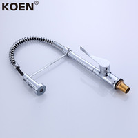 KOEN Mitigeur Robinet de Cuisine Long Pull-Out Corps en Laiton Style Ressort Robinet Flexible pour Eau Chaude Froide pour Éviers de Bar de Cuisine