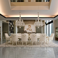 Ensemble de salle à manger de luxe en marbre pour 8 personnes avec chaises en cuir véritable, design italien pour appartements haut de gamme, villas, hôtels