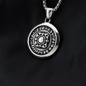 <b>Titanium</b> Steel Men's Pendant Stainless Steel Necklace Vintage Viking Shield Themed Pendants Gift Jewelry - Product Image 2