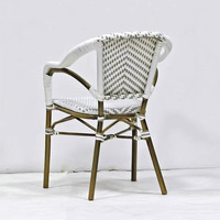 Chaise de salle à manger d'extérieur en rotin PE de style décontracté pour café, salon de thé, balcon, cour et jardin