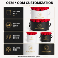 Boîte cadeau en gros avec couvercle en forme de chapeau, logo personnalisé, boîte ronde tendance pour l'emballage de fleurs