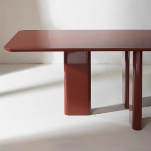 Lacquered Wood <strong>Dining</strong> <strong>Table</strong> with Bevelled Edges Noble Materials in Burgundy Caramel, Khaki <strong>White</strong> Rectangle Conference <strong>Table</strong> - Product Image 4