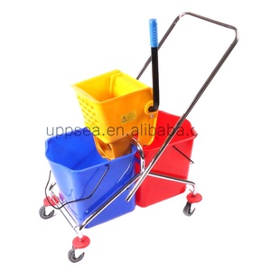 बहुउद्देशीय भारी शुल्क वाणिज्यिक ठोस धातु फ्रेम डबल सफाई गीला चेहरे की विकृति बाल्टी ट्राली नीचे प्रेस के साथ चेहरे की विकृति रिंगर - Product Image 1