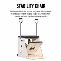 Chaise Wunda en bois de chêne, stable, avec poignées Eco Fitness et 4 ressorts, combo chaise Pilates
