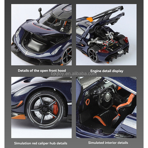 Coche Deportivo de Carreras a Escala 1/24, Réplica Realista de Aleación, Juguete Coleccionable, Modelo de Vehículo con Sonido, Luz y Función de Retroceso - Product Image 6