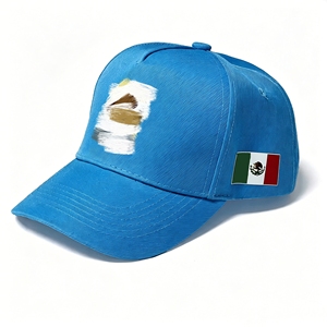 Cappellino da baseball a 5 pannelli in cotone tinta unita con patch bandiera messicana, visiera curva regolabile, cappello sportivo casual patriottico per uomo e donna - Product Image 4