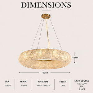 Lámpara colgante de cristal moderna con forma de donut, cable ajustable, candelabro redondo para comedor, decoración de lujo para el hogar - Product Image 2
